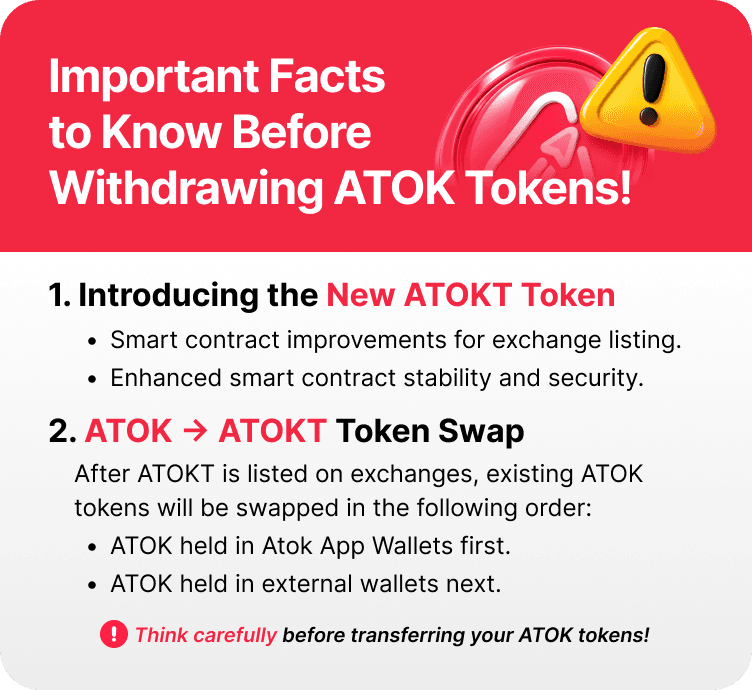 Important facts to know before withdrawing ATOK tokens